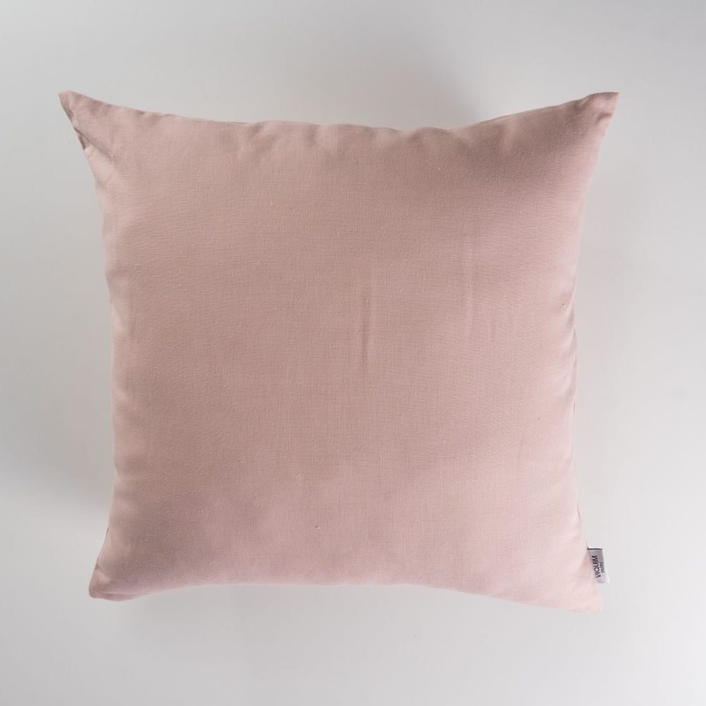 Almofada em linho rosa chá